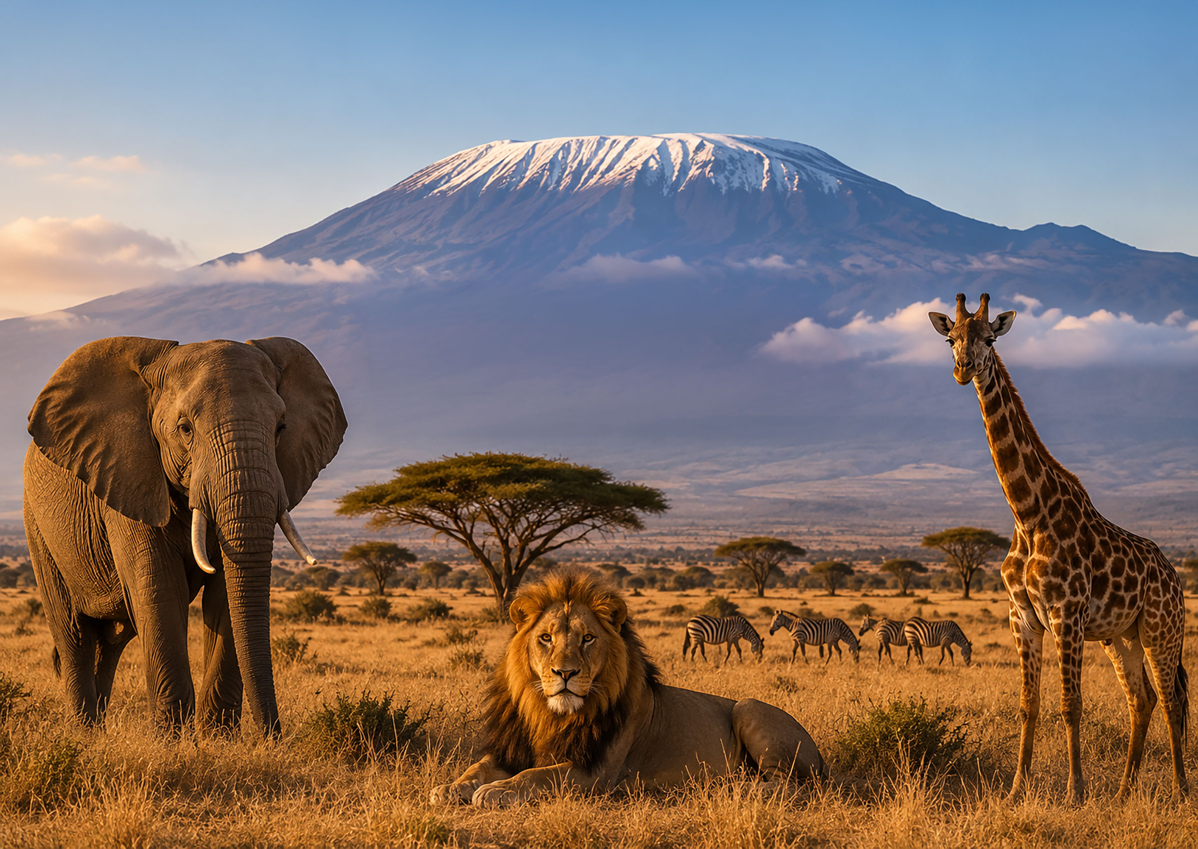 Mount Kilimanjaro rising above the Tanzanian landscape